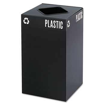 Safco&#174; Mayline&#174; Public Square Recycling Container, Square, Steel, 25gal, Black