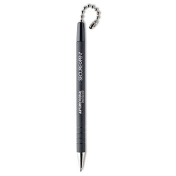 MMF Industries™ Secure-A-Pen Replacement Ballpoint Antimicrobial Counter Pen, Black Ink, Medium
