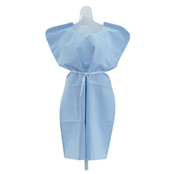 Medline Disposable Patient Gowns, 3-Ply T/P/T, Blue, 50/Carton