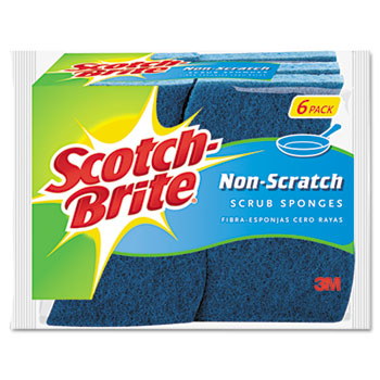 3M Scotch-Brite Non-Scratch Multi-Purpose Scrub Sponge, 4 2/5 x 2 3/5, Blue, 6/Pack