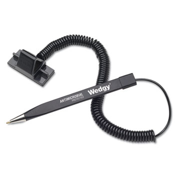 MMF Industries™ Wedgy Antimicrobial Scabbard Style Coil Ballpoint Counter Pen, Blue Ink, Medium