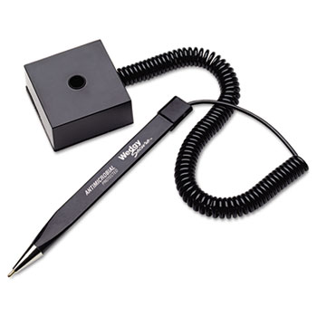 MMF Industries™ Wedgy Secure Ballpoint Stick Coil Pen with Square Base, Black Ink, Fine