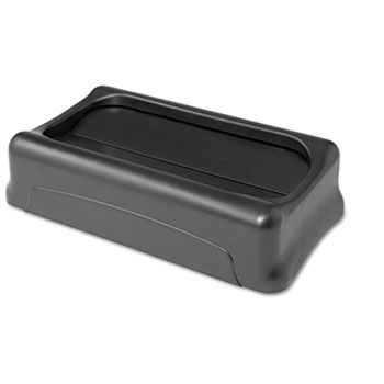 Rubbermaid&#174; Commercial Swing Top Lid for Slim Jim Waste Containers, 11 3/8 x 20 3/8, Plastic, Black