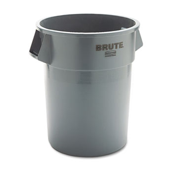 Rubbermaid&#174; Commercial Round Brute Container, Plastic, 55 gal, Gray