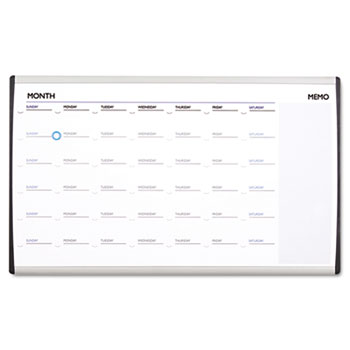 Quartet&#174; Magnetic Dry-Erase Calendar, 18 x 30, White Surface, Silver Aluminum Frame