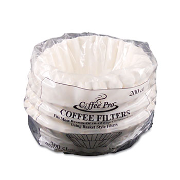 Coffee Pro Basket Filters for Drip Coffeemakers, 10 to 12-Cups, White, 200 Filters/Pack