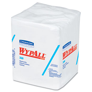 WypAll&#174; X60 Washcloths, 12 1/2 x 10, White, 70/Pack, 8 Packs/Carton