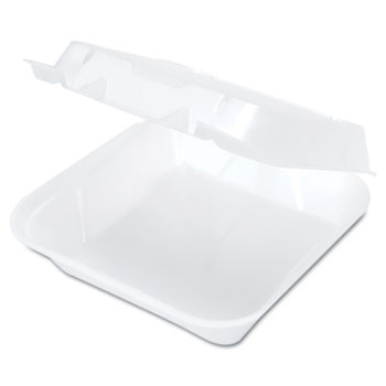 Genpak&#174; Snap-It Vented Foam Hinged Container, White, 8-1/4 x 8 x 3, 100/Bag, 2 Bags/CT