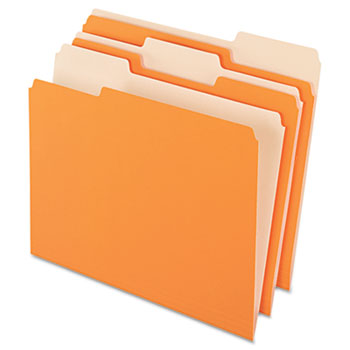 Pendaflex&#174; Colored File Folders, 1/3 Cut Top Tab, Letter, Orange/Light Orange, 100/Box
