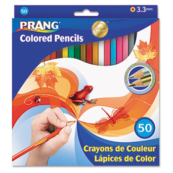 Prang&#174; Colored Woodcase Pencils, 3.3 mm, 50 Assorted Colors/Set