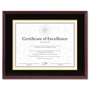 DAX Hardwood Document/Certificate Frame w/Mat, 11 x 14, 8 1/2 x 11, Mahogany