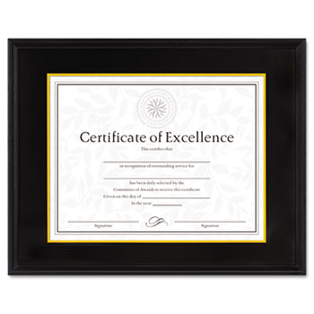 DAX Hardwood Document/Certificate Frame w/Mat, 11 x 14, 8 1/2 x 11, Black