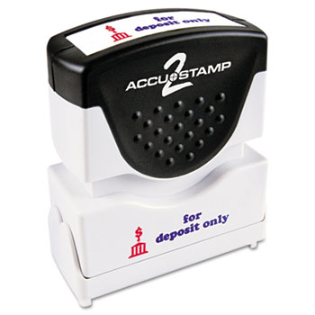 ACCUSTAMP2 Pre-Inked Shutter Stamp with Microban, Red/Blue, FOR DEPOSIT ONLY, 1 5/8 x 1/2