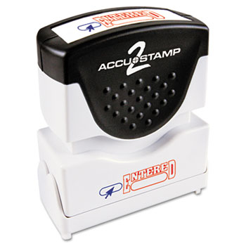 ACCUSTAMP2 Pre-Inked Shutter Stamp with Microban, Red/Blue, ENTERED, 1 5/8 x 1/2