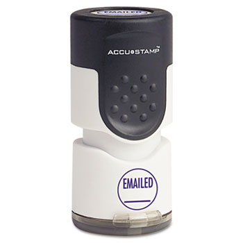 ACCUSTAMP Accustamp Pre-Inked Round Stamp with Microban, EMAILED, 5/8&quot; dia, Blue