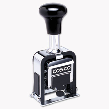 COSCO 2000PLUS&#174; Automatic Numbering Machine, 6 wheels, Self-Inking, Black 3/4 x 1/4