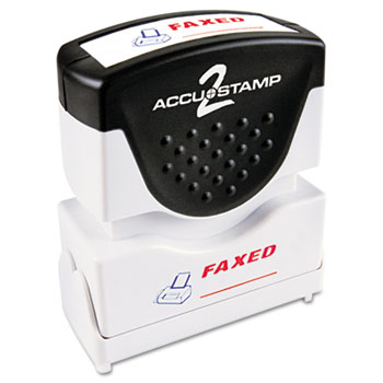 ACCUSTAMP2 Pre-Inked Shutter Stamp with Microban, Red/Blue, FAXED, 1 5/8 x 1/2