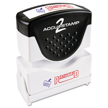 ACCUSTAMP2 Pre-Inked Shutter Stamp with Microban, Red/Blue, POSTED, 1 5/8 x 1/2