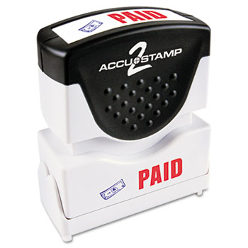 ACCUSTAMP2 Pre-Inked Shutter Stamp with Microban, Red/Blue, PAID, 1 5/8 x 1/2