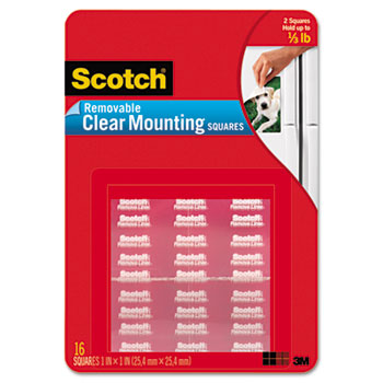 Scotch™ Mounting Squares, Precut, Removable, 11/16&quot; x 11/16&quot;, Clear, 35/Pack