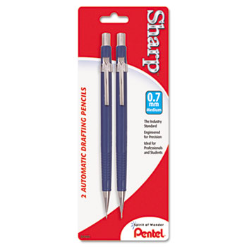 Pentel&#174; Sharp Mechanical Drafting Pencil, 0.7 mm, Blue Barrel, 2/PK