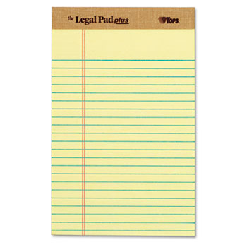TOPS™ The Legal Pad Ruled Perforated Pads, Narrow, 5 x 8, Canary, Dozen