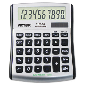 Victor&#174; 1100-3A Antimicrobial Compact Desktop Calculator, 9-Digit LCD