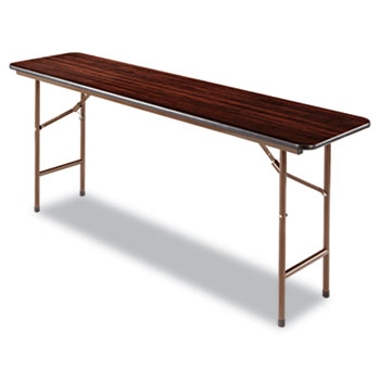 Alera&#174; Wood Folding Table, Rectangular, 72w x 18d x 29h, Walnut
