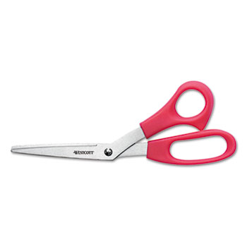 Westcott&#174; Value Line Stainless Steel Shears, 8&quot; Bent, Red