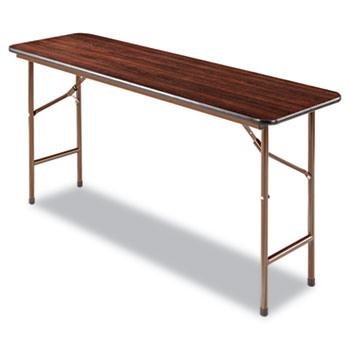 Alera&#174; Wood Folding Table, Rectangular, 60w x 18d x 29h, Walnut