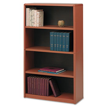 Safco Value Mate Series Metal Bookcase, Four-Shelf, 31-3/4w x 13-1/2d x 54h, Cherry