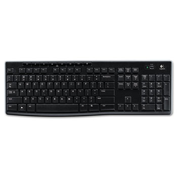 Logitech&#174; K270 Wireless Keyboard, USB Unifying Receiver, Black