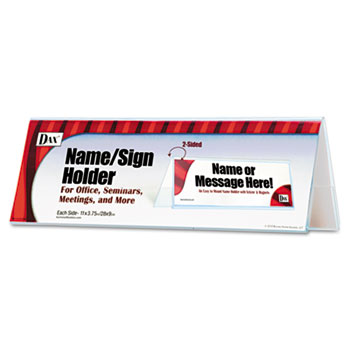 DAX&#174; 2-Sided Name/Sign Holder, Blank, 11 x 3 1/2 x 4, Clear