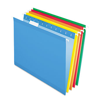 Pendaflex&#174; Reinforced Hanging Folders, 1/5 Tab, Letter, Assorted, 25/Box
