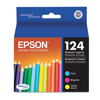 Epson&#174; T124520 (124) DURABrite Ultra Ink, Cyan/Magenta/Yellow, 3/PK