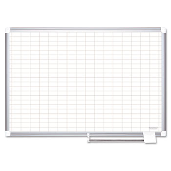 MasterVision Platinum Plus Dry Erase Planning Board, 1x2&quot; Grid, 36x24, Silver Frame
