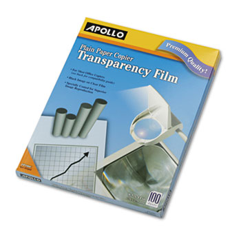 Apollo&#174; Plain Paper Transparency Film for Laser Devices, Letter, Clear, 100/Box