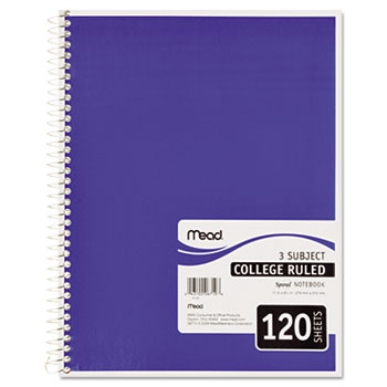 Mead&#174; Spiral Bound Notebook, Perforated, College Rule, 8 1/2 x 11, White, 120 Sheets