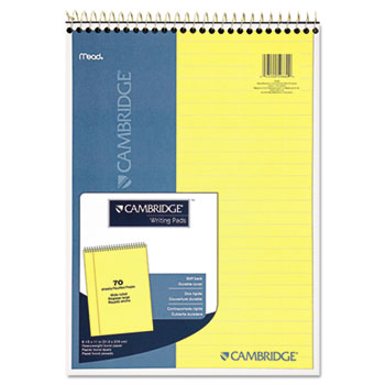Cambridge Stiff-Back Wire Bound Notebook, Legal Rule, 8 1/2 x 11, Canary Paper, 70 Sheets