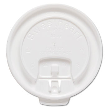 SOLO Cup Company Liftbk &amp; Lock Tab Cup Lids for Foam Cups, Fits 10oz Cups, White, 2000/Carton