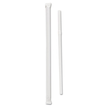 SOLO&#174; Cup Company Wrapped Jumbo Flexible Straws, Polypropylene, 7 5/8&quot; Long, White, 400/PK