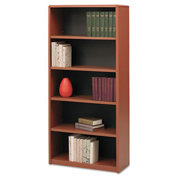 Safco Value Mate Series Metal Bookcase, Five-Shelf, 31-3/4w x 13-1/2d x 67h, Cherry