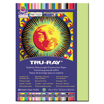Pacon&#174; Tru-Ray Construction Paper, 76 lbs., 9 x 12, Chartreuse, 50 Sheets/Pack