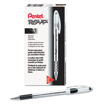 Pentel&#174; R.S.V.P. Stick Ballpoint Pen, .7mm, Trans Barrel, Black Ink, DZ