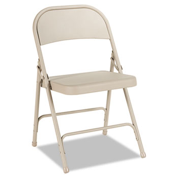 Alera Steel Folding Chair with Two-Brace Support, Tan Seat/Tan Back, Tan Base, 4/Carton
