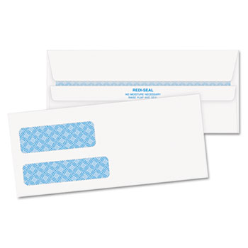 Quality Park™ #9 Double Window Security Tint Envelopes, Redi-Seal&#174; Self Seal, 3 7/8&quot; x 8 7/8&quot;, 24 lb White Paper, Side Seams, 500/BX