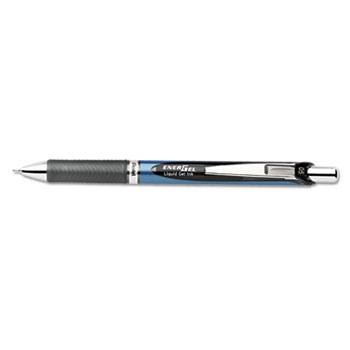 Pentel&#174; EnerGel RTX Retractable Liquid Gel Pen, .5mm, Silver/Black Barrel, Black Ink