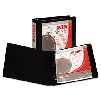 Samsill Speedy Spine&#226;„&#162; Time Saving/Easy Spine Label Inserting, 1.5&quot; Round Ring, Customizable Cover, Black