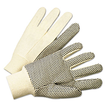 Anchor Brand PVC-Dotted Canvas Gloves, White, One Size Fits All, 12 Pairs