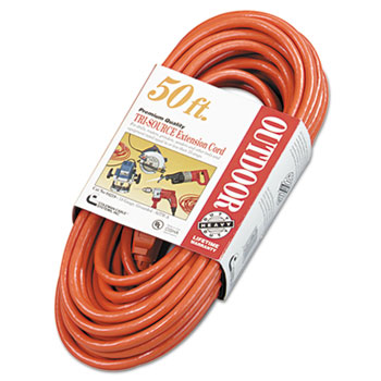 CCI&#174; Vinyl Outdoor Extension Cord, 50ft, Three-Outlets, Orange